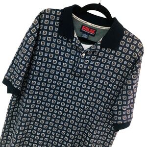 Vintage Pivot Rules Polo Shirt Allover Golf Clubs Print Mens M Preppy Retro Dad